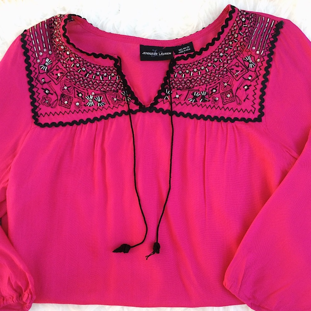 Pink peasant top